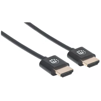 Manhattan HDMI-Kabel mit Ethernet (ultraflach), 4K@60Hz (Premium High Speed), 3 m, Stecker auf Stecker, Schwarz, Ultra HD 4K x 2K, vollständig geschirmt, vergoldete Kontakte, lebenslange Garantie