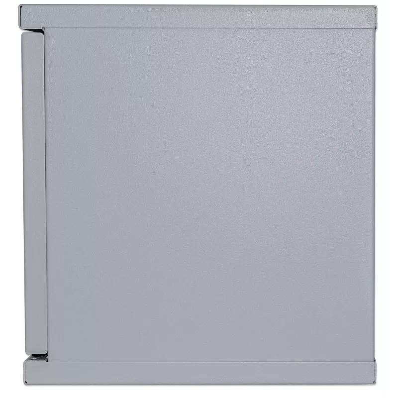 Intellinet 10 Zoll Netzwerkschrank - Wandmontage (Standard), 6HE, 300 mm tief, Grau, montiert, max. 60 kg, auch für den Einsatz auf dem Schreibtisch oder Boden geeignet, nutzbare Tiefe 265 mm, Metall- & Glastür, Rückwand, abnehmbare Seitenwände, Teile für die Wandmontage (z. B. Schrauben/Dübel) nicht im Lieferumfang enthalten