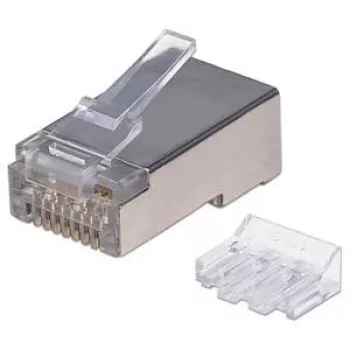 Intellinet RJ45 Modularstecker Pro Line, Cat6A, STP, 3-Zinken, für massive und flexible Leiter, 50 µ vergoldete Kontakte, 70 Stück