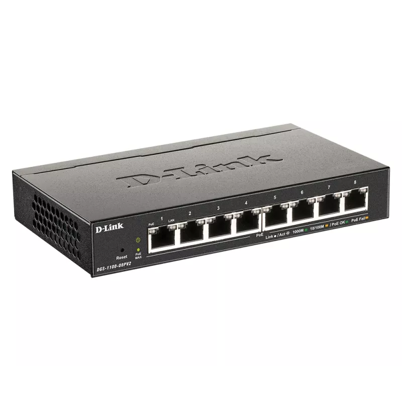 D-Link 8-Port PoE Gigabit Smart Managed Switch, Managed, L2/L3, Gigabit Ethernet (10/100/1000), Vollduplex, Power over Ethernet (PoE)