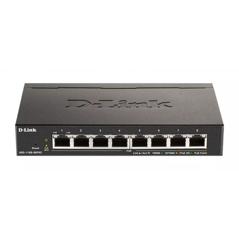D-Link 8-Port PoE Gigabit Smart Managed Switch, Managed, L2/L3, Gigabit Ethernet (10/100/1000), Vollduplex, Power over Ethernet (PoE)