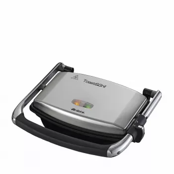 Ariete 1911 Toast & Grill schlank - Antihaftbeschichtete elektrische Platte für Toast und Sandwich - gerippte Platte - 1000 Watt - Silber