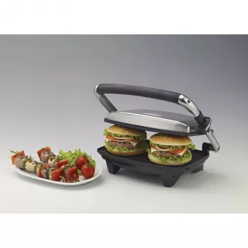 Ariete 1911 Toast & Grill schlank - Antihaftbeschichtete elektrische Platte für Toast und Sandwich - gerippte Platte - 1000 Watt - Silber