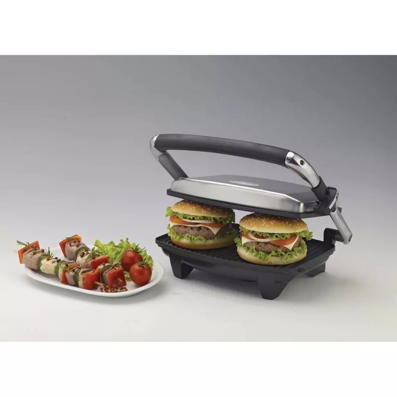 Ariete 1911 Toast & Grill schlank - Antihaftbeschichtete elektrische Platte für Toast und Sandwich - gerippte Platte - 1000 Watt - Silber
