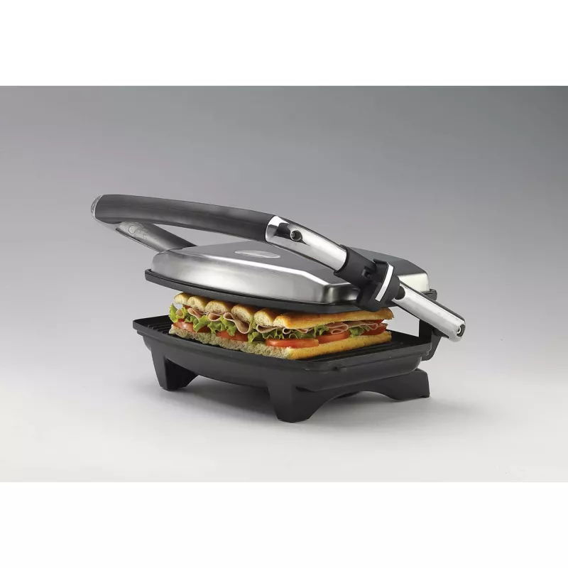 Ariete 1911 Toast & Grill schlank - Antihaftbeschichtete elektrische Platte für Toast und Sandwich - gerippte Platte - 1000 Watt - Silber