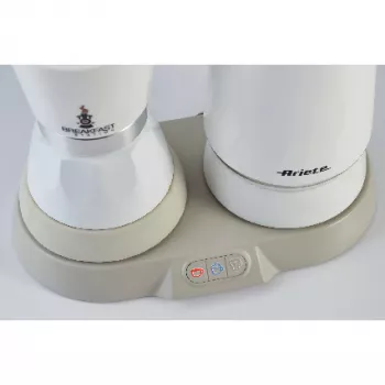 Ariete 1344 Breakfast Station, 3 Geräte in 1: Moka Pot, Wasserkocher, Milchaufschäumer für warme und kalte Milch, 500 W, 2/4 Tassen, hält Kaffee warm, 5 Funktionen, Weiß