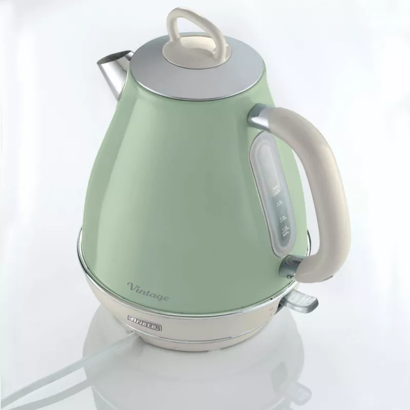 Ariete 2869 Vintage Wasserkocher, Edelstahl, 1,7 l, automatische Abschaltung, 2000 W, für Wasser, Tee und Kräutergetränke, Pastellgrün