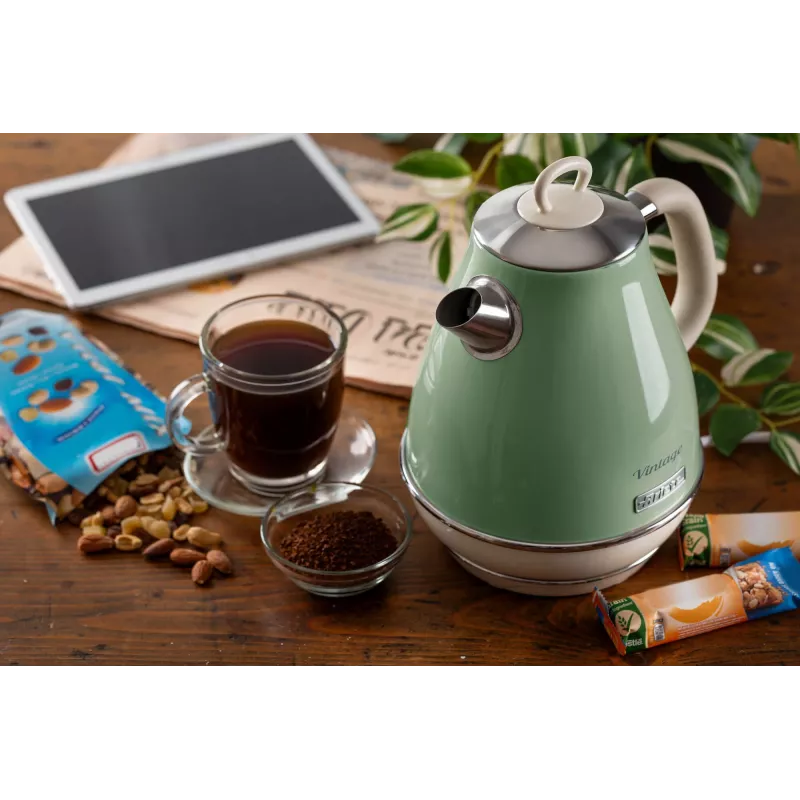 Ariete 2869 Vintage Wasserkocher, Edelstahl, 1,7 l, automatische Abschaltung, 2000 W, für Wasser, Tee und Kräutergetränke, Pastellgrün