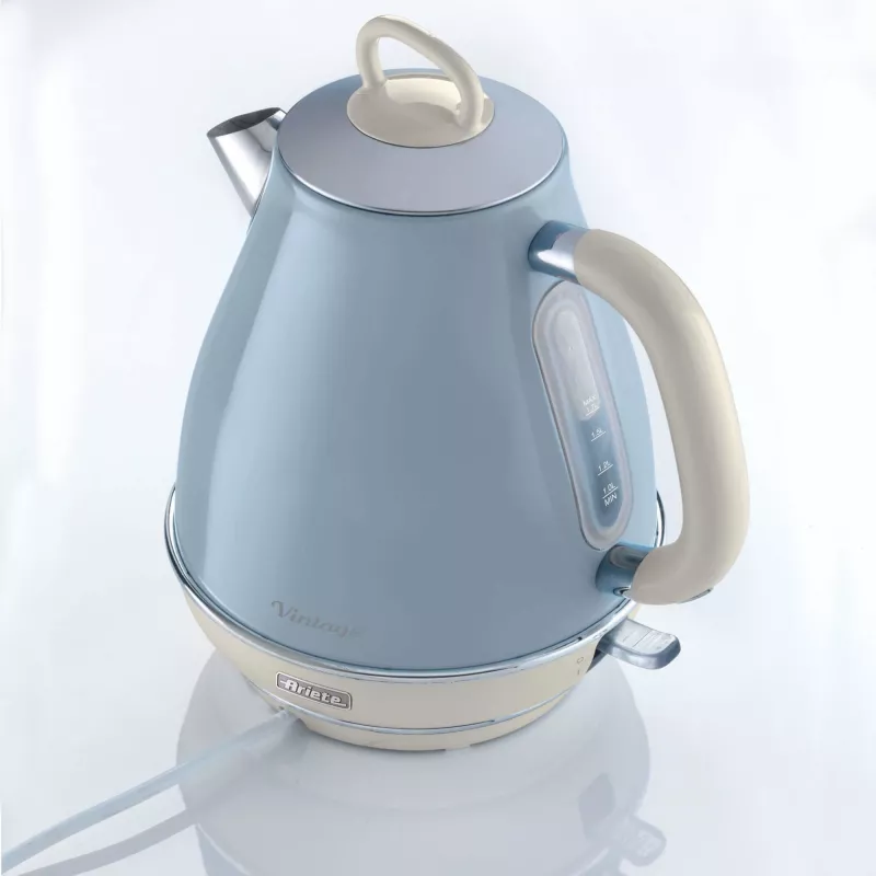 Ariete 2869 Vintage Wasserkocher, Edelstahl, 1,7 L, automatische Abschaltung, 2000 W, für Wasser, Tee und Kräutergetränke, Pastellblau