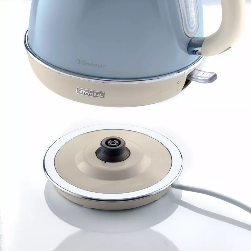 Ariete 2869 Vintage Wasserkocher, Edelstahl, 1,7 L, automatische Abschaltung, 2000 W, für Wasser, Tee und Kräutergetränke, Pastellblau