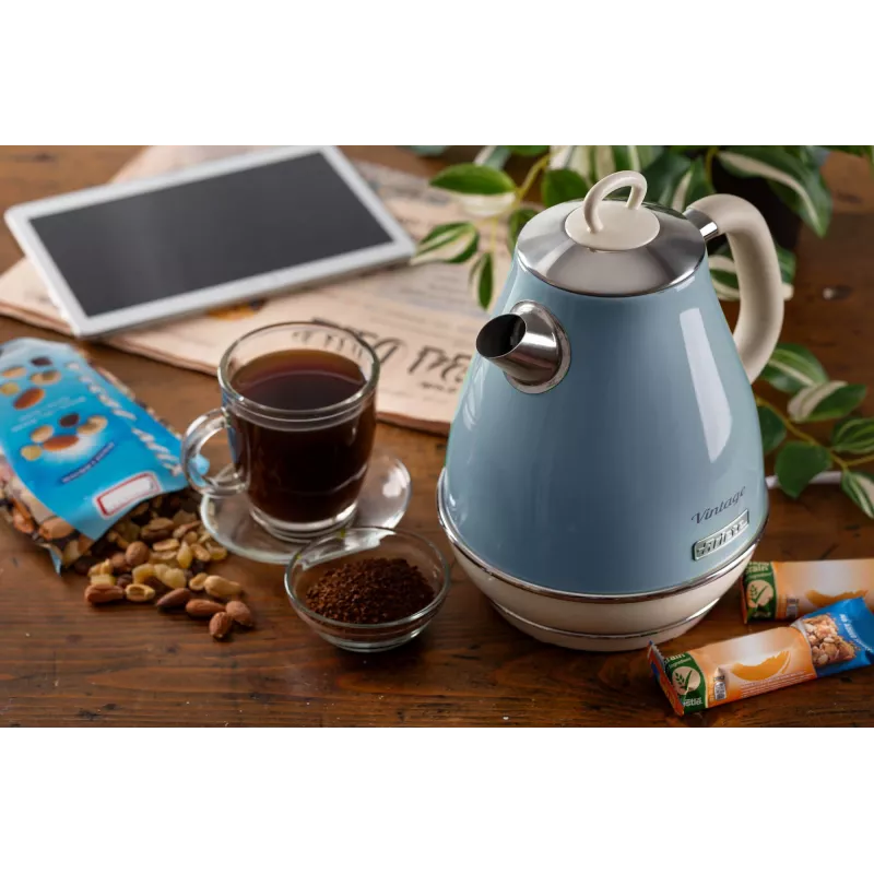 Ariete 2869 Vintage Wasserkocher, Edelstahl, 1,7 L, automatische Abschaltung, 2000 W, für Wasser, Tee und Kräutergetränke, Pastellblau
