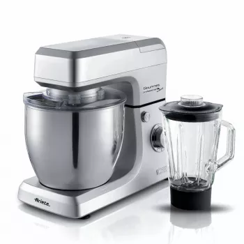 Ariete 1598 Gourmet Professional 7L Metal - Planetenrührwerk mit Mixer - Edelstahlschüssel - 7 L - Glaskrug - 1200 Watt - 6 Geschwindigkeiten
