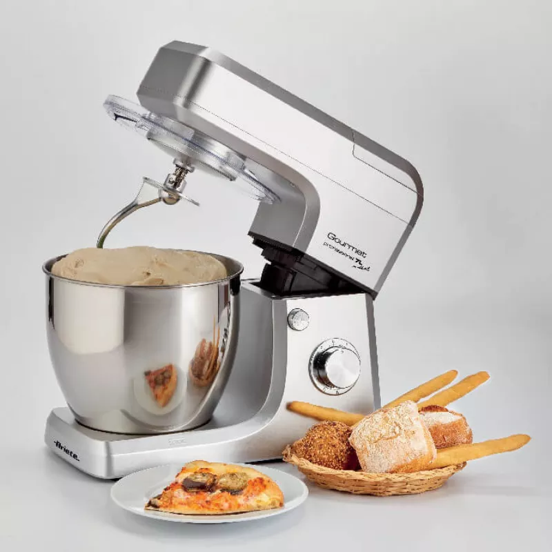 Ariete 1598 Gourmet Professional 7L Metal - Planetenrührwerk mit Mixer - Edelstahlschüssel - 7 L - Glaskrug - 1200 Watt - 6 Geschwindigkeiten