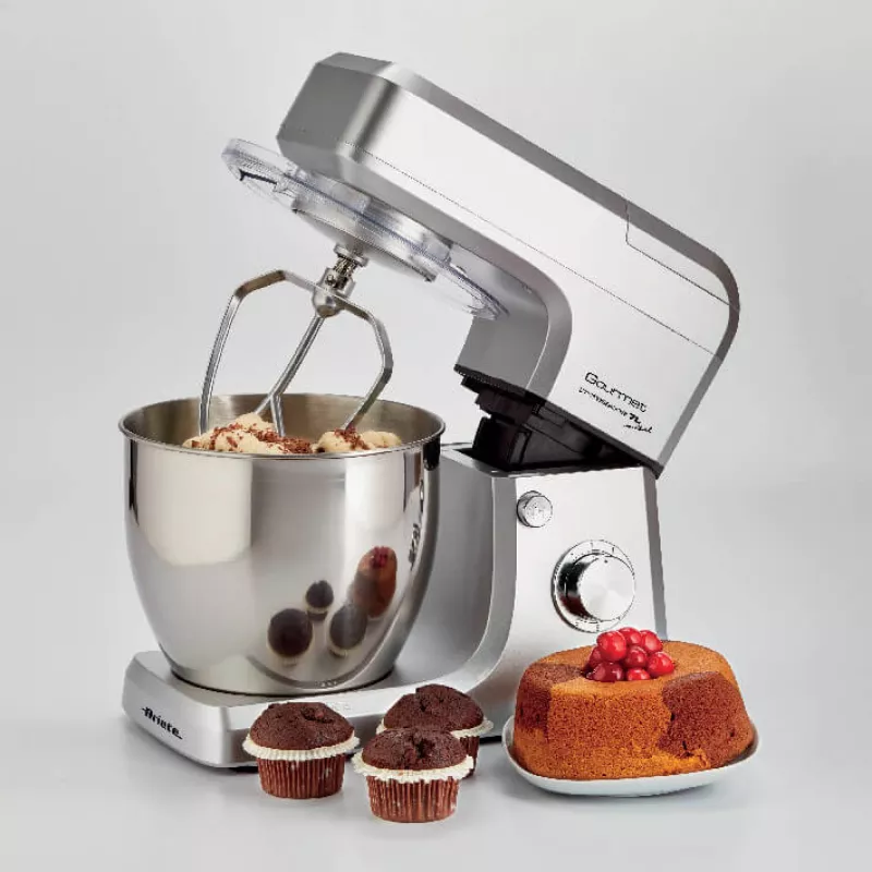 Ariete 1598 Gourmet Professional 7L Metal - Planetenrührwerk mit Mixer - Edelstahlschüssel - 7 L - Glaskrug - 1200 Watt - 6 Geschwindigkeiten