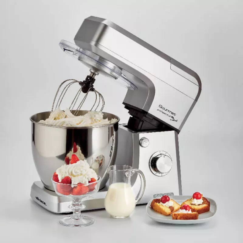 Ariete 1598 Gourmet Professional 7L Metal - Planetenrührwerk mit Mixer - Edelstahlschüssel - 7 L - Glaskrug - 1200 Watt - 6 Geschwindigkeiten