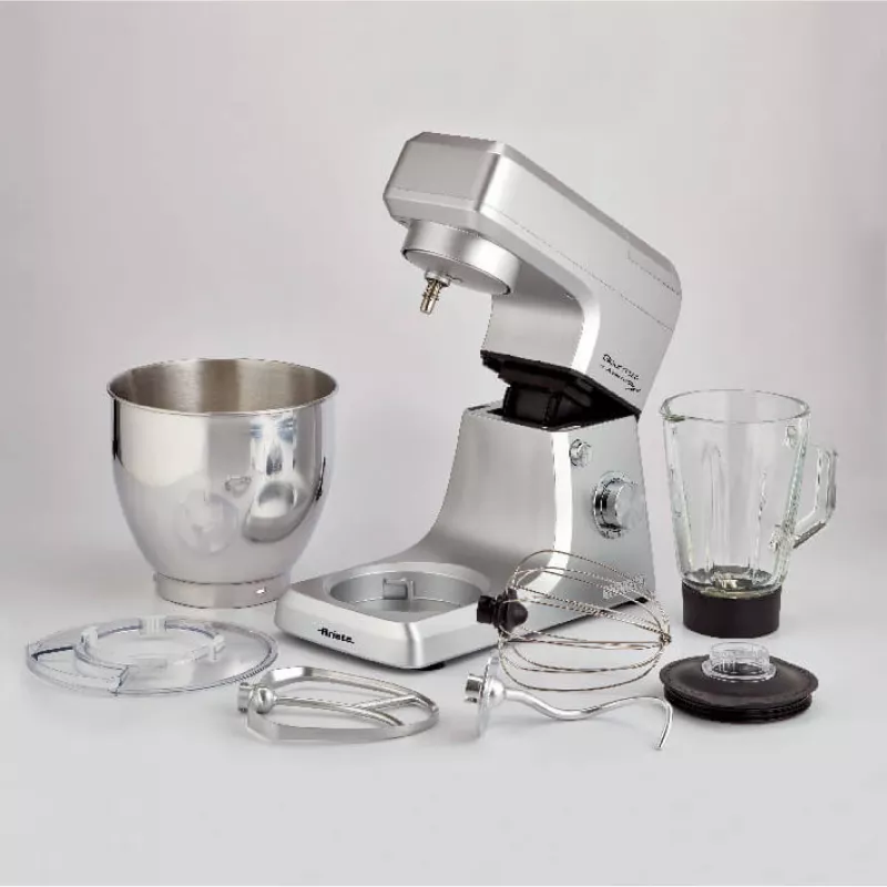 Ariete 1598 Gourmet Professional 7L Metal - Planetenrührwerk mit Mixer - Edelstahlschüssel - 7 L - Glaskrug - 1200 Watt - 6 Geschwindigkeiten