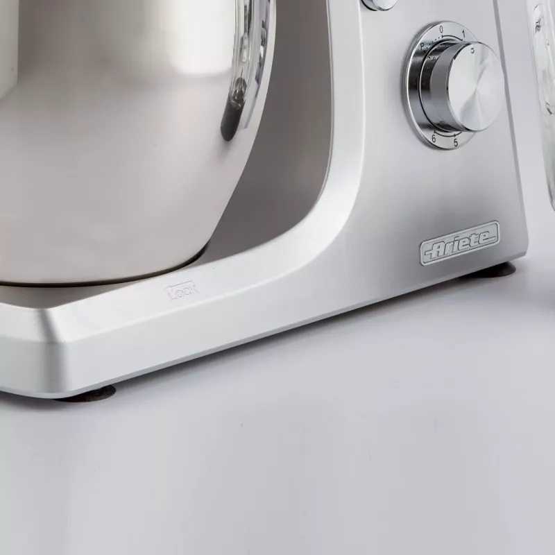 Ariete 1598 Gourmet Professional 7L Metal - Planetenrührwerk mit Mixer - Edelstahlschüssel - 7 L - Glaskrug - 1200 Watt - 6 Geschwindigkeiten