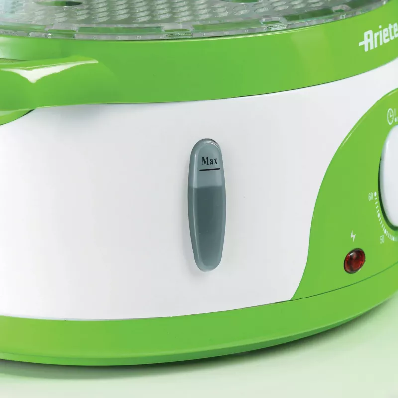 Ariete 911 Healthy Steam - Elektrischer Dampfgarer - 3 Körbe - Reisbehälter - Timer 60 Min. - 800 Watt - 9 Liter - Weiß und Grün