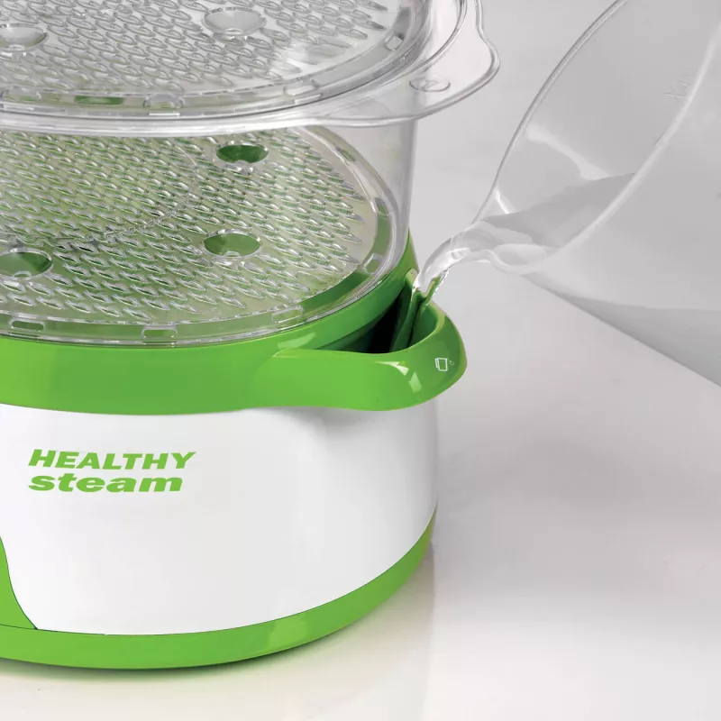Ariete 911 Healthy Steam - Elektrischer Dampfgarer - 3 Körbe - Reisbehälter - Timer 60 Min. - 800 Watt - 9 Liter - Weiß und Grün