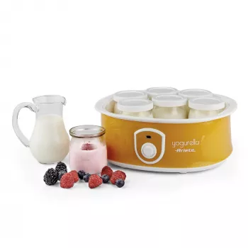 Ariete 617 Yogurella – Elektrischer Joghurtbereiter – 7 Glasgläser – 1,3 kg hausgemachter Joghurt – 20 Watt – Weiß und Gelb