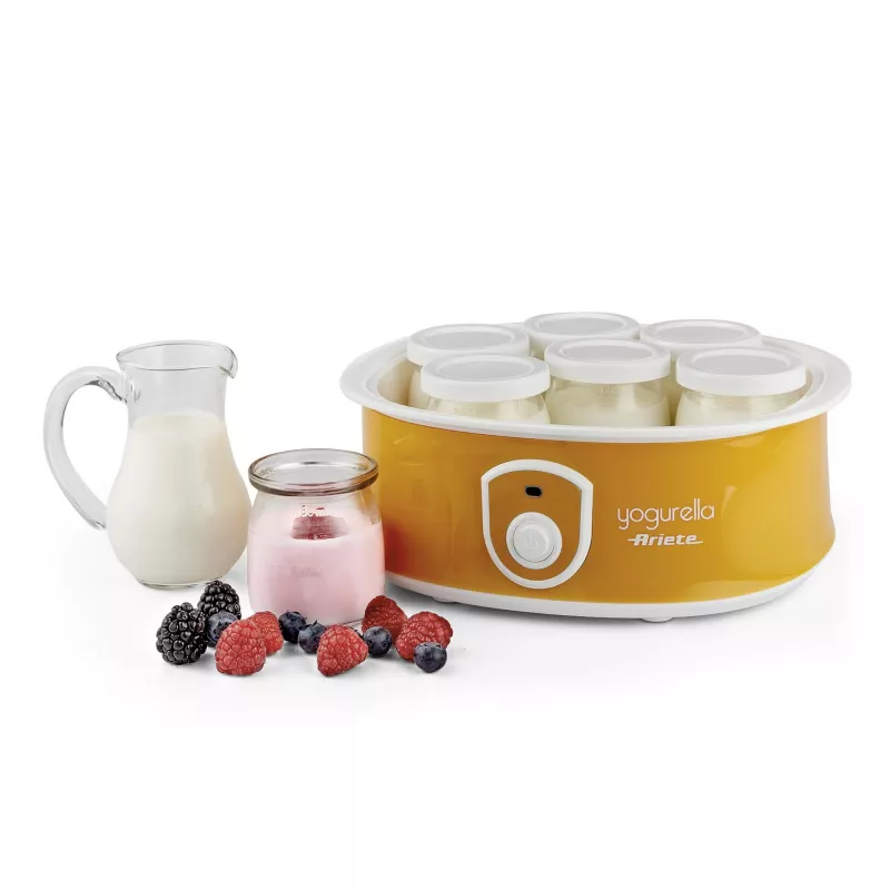 Ariete 617 Yogurella – Elektrischer Joghurtbereiter – 7 Glasgläser – 1,3 kg hausgemachter Joghurt – 20 Watt – Weiß und Gelb