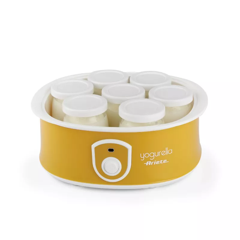 Ariete 617 Yogurella – Elektrischer Joghurtbereiter – 7 Glasgläser – 1,3 kg hausgemachter Joghurt – 20 Watt – Weiß und Gelb