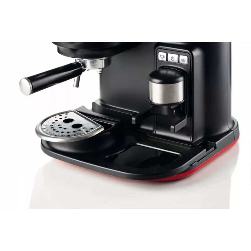 Ariete 1318 Moderna Espressomaschine mit integriertem Kaffeemahlwerk, für Kaffeebohnen und Kaffeepulver, Milchaufschäumer Cappuccinatore, 1- und 2-Tassen-Filter, 1080 W, 800 ml, Rot