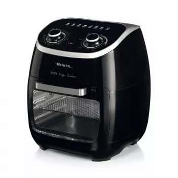 Ariete 4619 Airy Fryer Ofen – Heißluftfritteuse und Elektrobackofen mit Drehspieß – Rotierender Korb – Dörrautomat – 2000 Watt – 11 Liter – Stahl