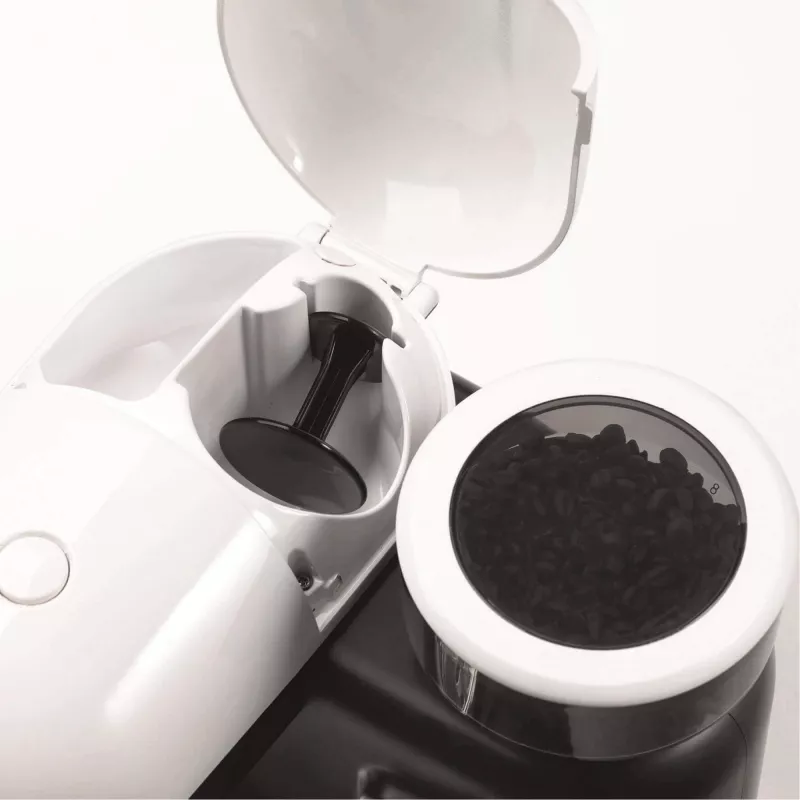 Ariete 1318 Moderna Espressomaschine mit integriertem Kaffeemühler, für Kaffeebohnen und Kaffeepulver, Milchaufschäumdüse für Cappuccino, 1- und 2-Tassen-Filter, 1080 W, 800 cc, Weiß