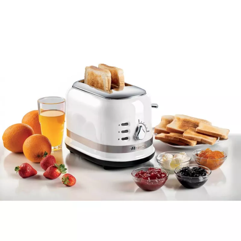 Ariete 149 Modern weißer Toaster mit Zange für 2 Scheiben Brot, Sandwich oder Toast – 6 Bräunungsstufen – Auftaufunktion – Modern Linie – Weiß