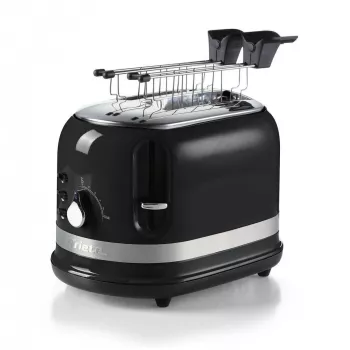 Ariete 149 Modern weißer Toaster mit Zange für 2 Scheiben Brot, Sandwich oder Toast - 6 Bräunungsstufen - Auftauen - Modern Linie - Schwarz