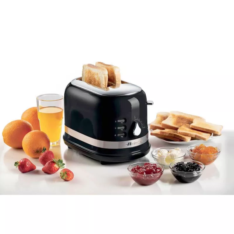 Ariete 149 Modern weißer Toaster mit Zange für 2 Scheiben Brot, Sandwich oder Toast - 6 Bräunungsstufen - Auftauen - Modern Linie - Schwarz