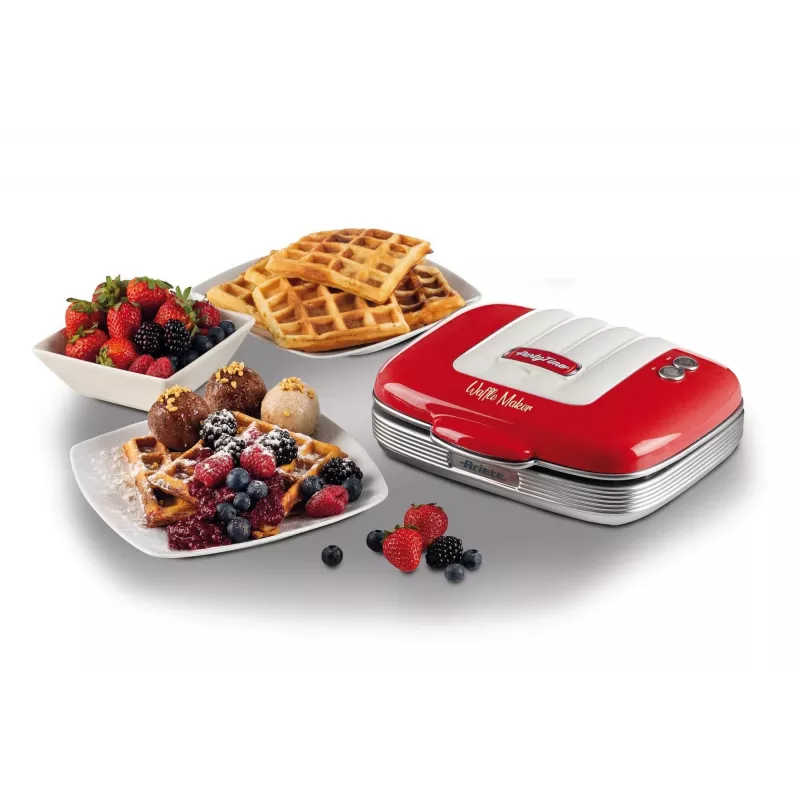 Ariete 1973 Waffeleisen, 700 W, antihaftbeschichtete Platten, Rot, Rot, 700 W, 700 W, 700 W, 210 mm, 250 mm