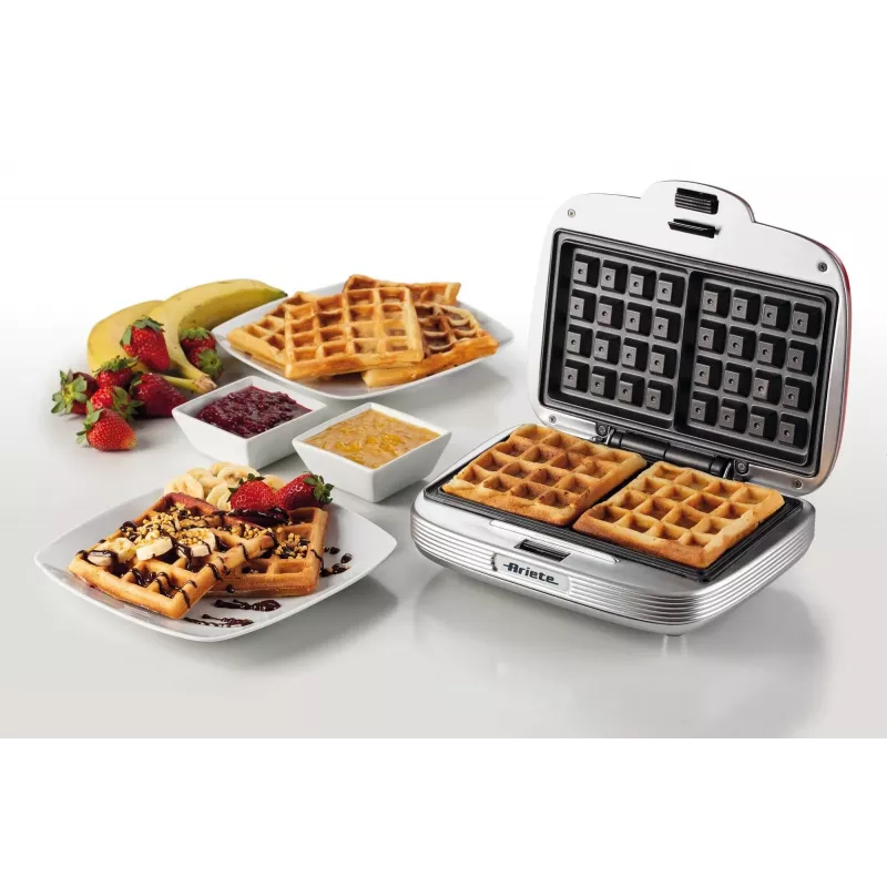 Ariete 1973 Waffeleisen, 700 W, antihaftbeschichtete Platten, Rot, Rot, 700 W, 700 W, 700 W, 210 mm, 250 mm