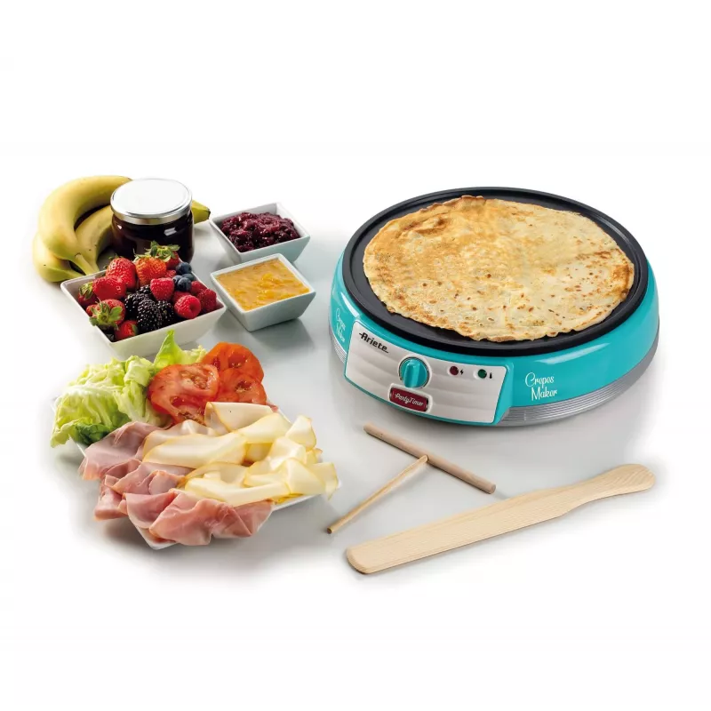 Ariete Maker Elektroplatte für Crêpes, 1000 W, antihaftbeschichtet, Blau