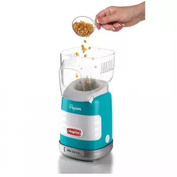 Ariete 2956, Pop Corn Party Time, Popcornmaschine, bringt 60 g Mais für Popcorn in 2 Minuten mit Heißluft zum Platzen, fettfrei, 1000 Watt, Blau