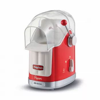 Ariete 2958 Pop Corn Maker Party Time, Popcornmaschine mit Hebel, 1100 Watt, Kapazität 600 g, fettfreie Heißluftzubereitung, Rot