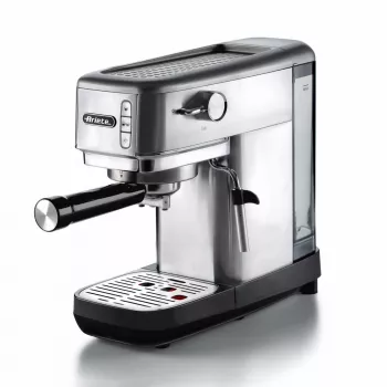 Ariete 1380 Metal Kaffeemaschine, geeignet für Kaffeepulver und ESE-Pads, 1300 W, 1,1 l Tankvolumen, 15 bar Druck, ½-Tassen-Filter, Cappuccinatore, Silber