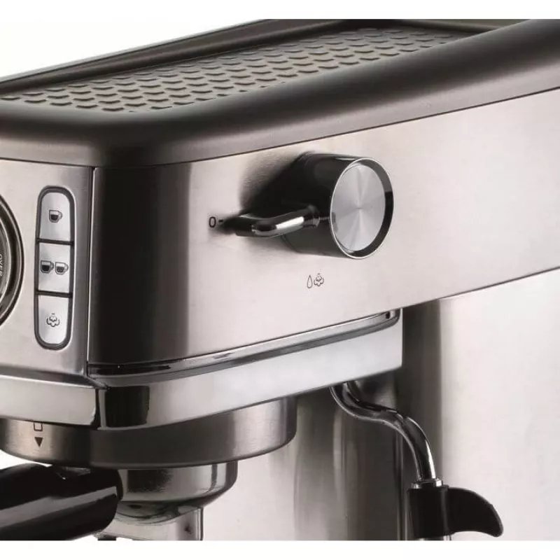 Ariete 1381 Kaffeemaschine mit Manometer, geeignet für Kaffeepulver und ESE-Pads, 1300 W, 1,1 l Kapazität, 15 bar Druck, ½ Tassenfilter, Cappuccino-Düse, Silber