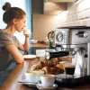 Ariete 1381 Kaffeemaschine mit Manometer, geeignet für Kaffeepulver und ESE-Pads, 1300 W, 1,1 l Kapazität, 15 bar Druck, ½ Tassenfilter, Cappuccino-Düse, Silber