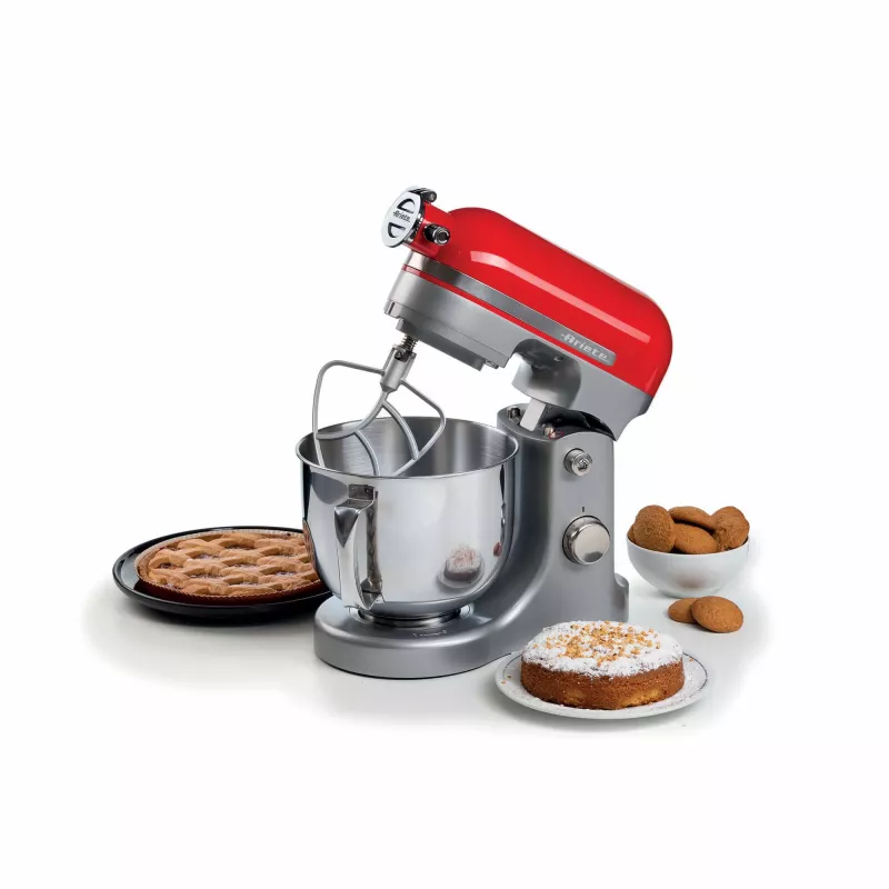 Ariete Moderna Rot Küchenmaschine, Standmixer, Rot, Schlagen, Kneten, Mischen, 5,5 l, Drehregler, Aluminium