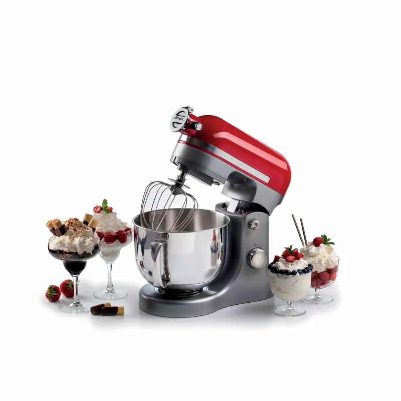 Ariete Moderna Rot Küchenmaschine, Standmixer, Rot, Schlagen, Kneten, Mischen, 5,5 l, Drehregler, Aluminium