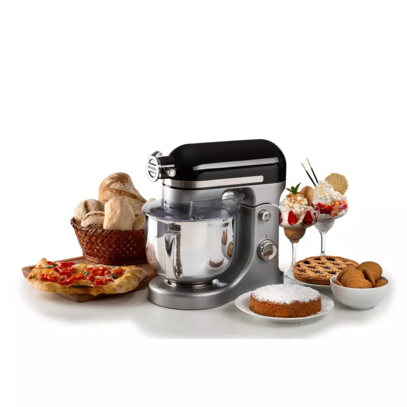 Ariete Moderna Schwarz Mixer, Standmixer, Schwarz, Schlagen, Kneten, Mischen, 5,5 l, Drehregler, Aluminium