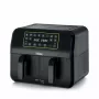 Ariete 4623 Airy Fryer Dual, Heißluftfritteuse mit Doppelkorb, 1700 W, 8 l Fassungsvermögen, 3 Kochfunktionen, Digitales LED-Touch-Panel, 8 voreingestellte Programme, Timer, 2 Körbe, Schwarz