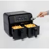 Ariete 4623 Airy Fryer Dual, Heißluftfritteuse mit Doppelkorb, 1700 W, 8 l Fassungsvermögen, 3 Kochfunktionen, Digitales LED-Touch-Panel, 8 voreingestellte Programme, Timer, 2 Körbe, Schwarz