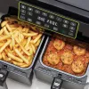Ariete 4623 Airy Fryer Dual, Heißluftfritteuse mit Doppelkorb, 1700 W, 8 l Fassungsvermögen, 3 Kochfunktionen, Digitales LED-Touch-Panel, 8 voreingestellte Programme, Timer, 2 Körbe, Schwarz
