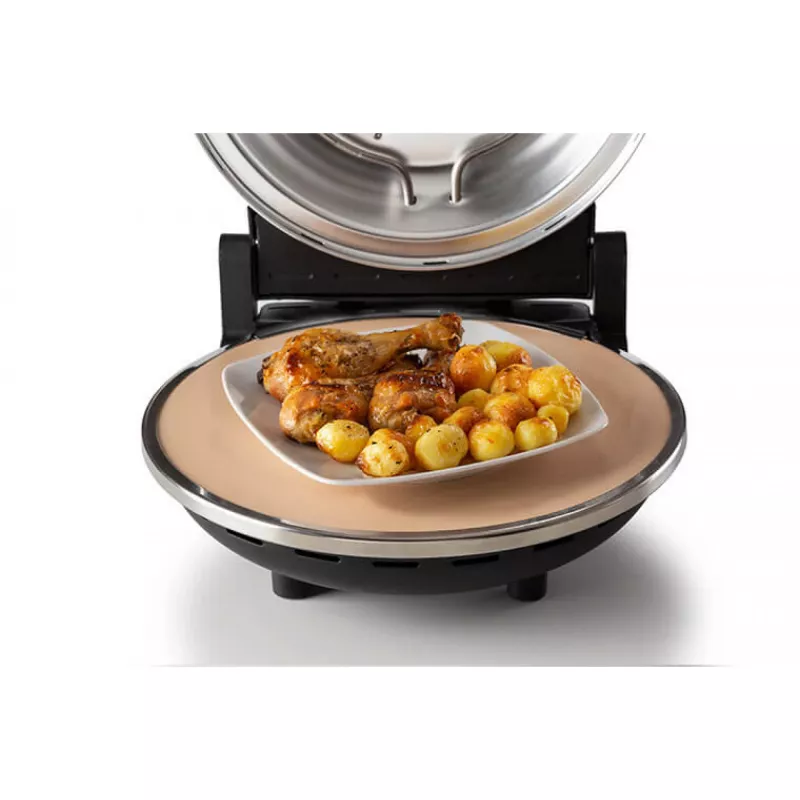 Ariete 917 Pizzaofen - Pizza in 4 Minuten - Refraktärsteinplatte mit Antihaftbeschichtung - Max. Temperatur 400 °C - 1200 Watt - Timer 30' - Schwarz