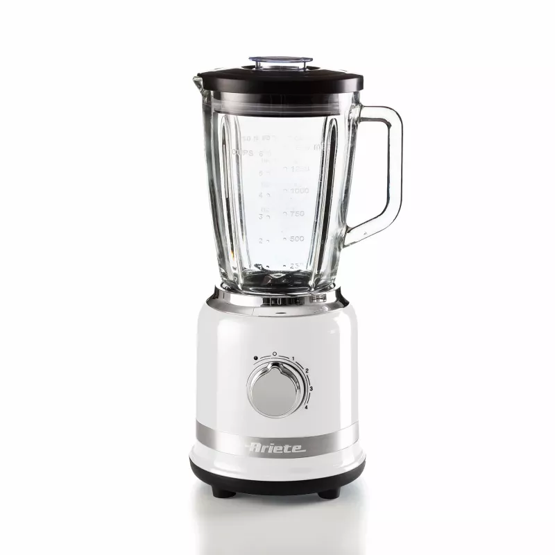 Ariete Modern White Blender mit Glaskrug, Tischmixer, 1,5 L, Pulsfunktion, Eiscrushen, 1000 W, Weiß