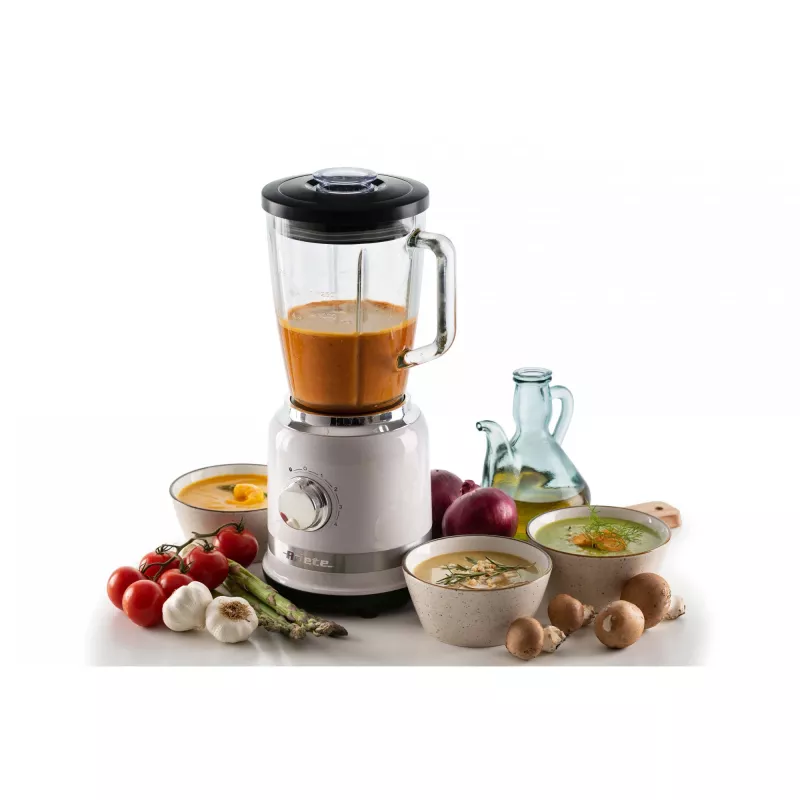 Ariete Modern White Blender mit Glaskrug, Tischmixer, 1,5 L, Pulsfunktion, Eiscrushen, 1000 W, Weiß