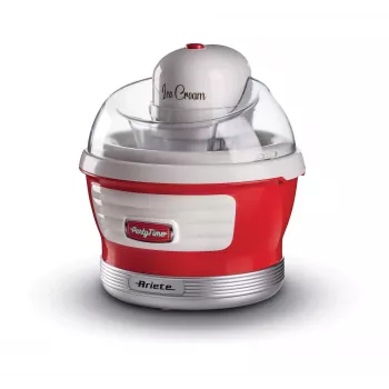 Ariete 643 Eismaschine Party Time, Eismaschine, 12 W, 1,5 L Kapazität, herausnehmbarer Behälter mit Doppelisolierung, Zubereitungszeit 30 Minuten, Deckel zum Hinzufügen von Zutaten, Rot